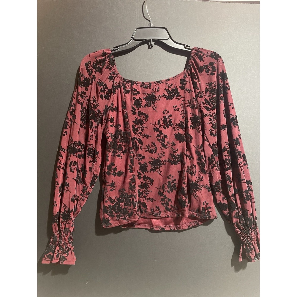 Ember Womens Burgundy  Long‎ Sleeve  Black Large velvet  Witchy Floral Goth NWT - Picture 4 of 4